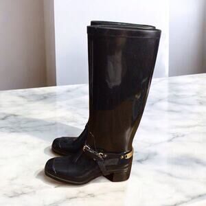 Jimmy Choo Size 40 Women's Rubber Long Rain Boots in Black